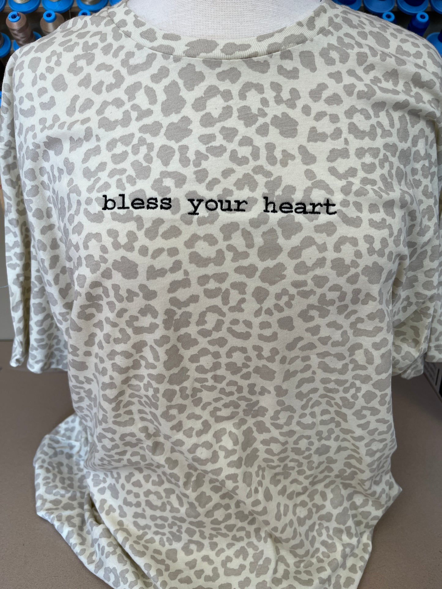 Cream Leopard Short Sleeve Crew Neck T-Shirt